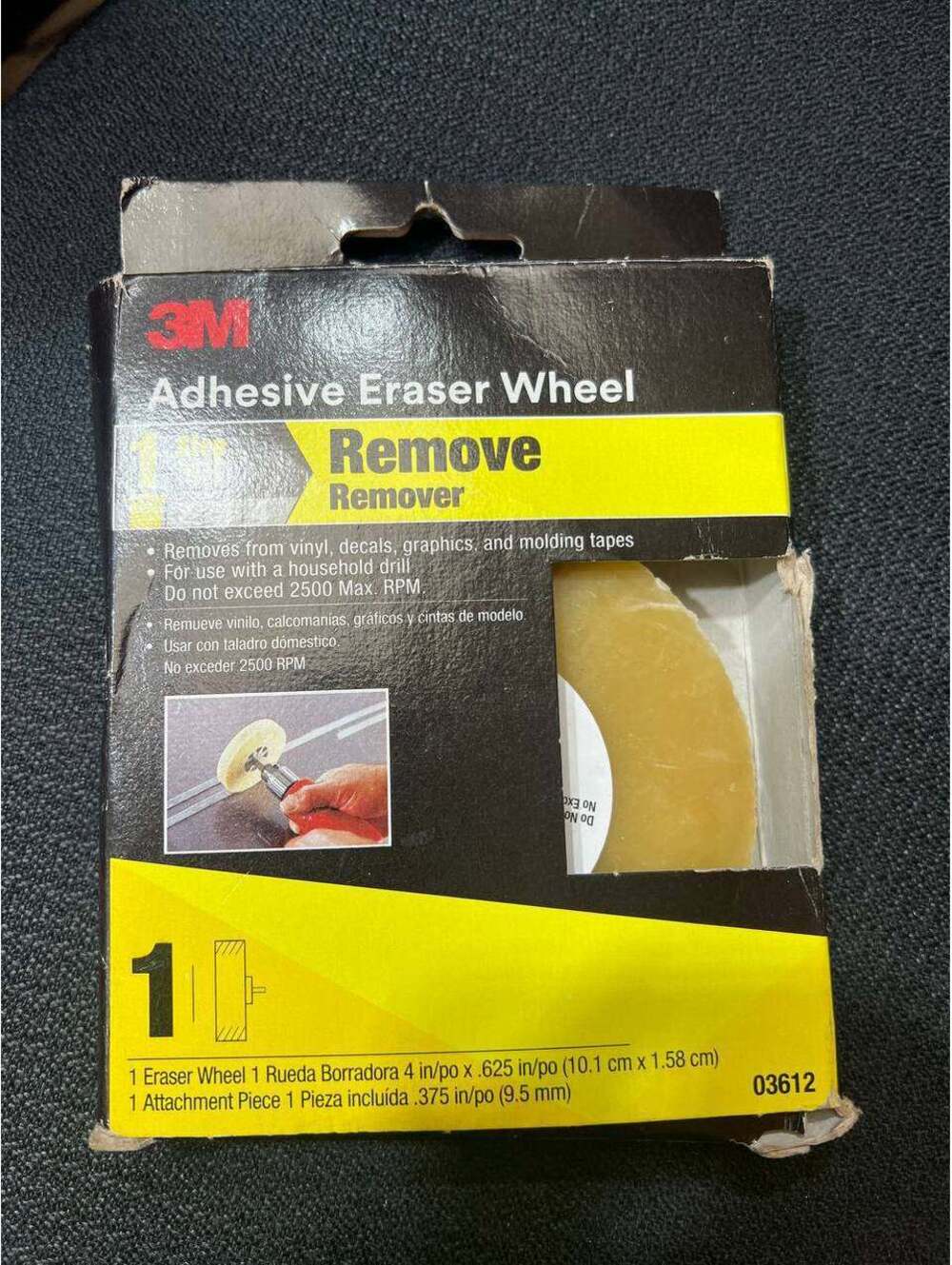 Adhesive Eraser Wheel, 4" x 5/8" 3M- 03612
